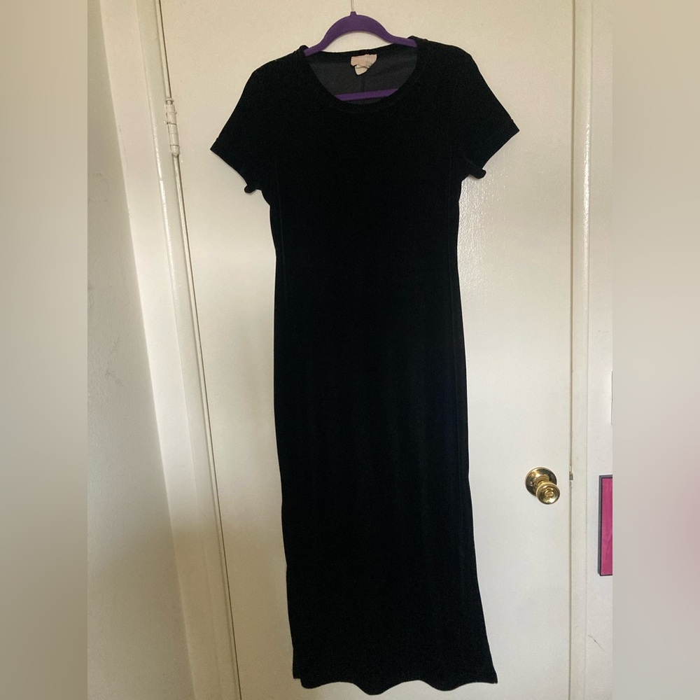 Black Velour Maxi Dress Vintage 90’s